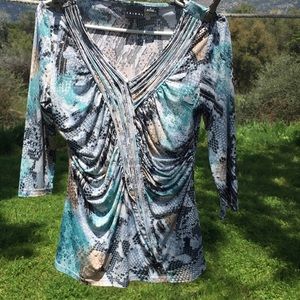 Tribal Turquoise, black & white snakeskin print